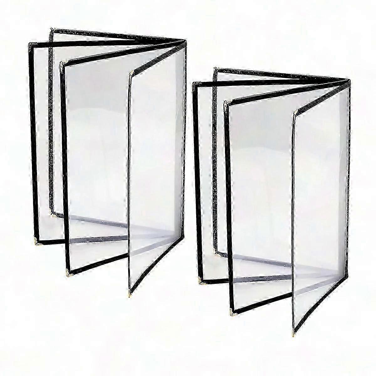 8.5x11 Inch Restaurant Menu Covers 2pcs, 4-page 8-view Transparent Menu Sleeves For A4 Size Paper