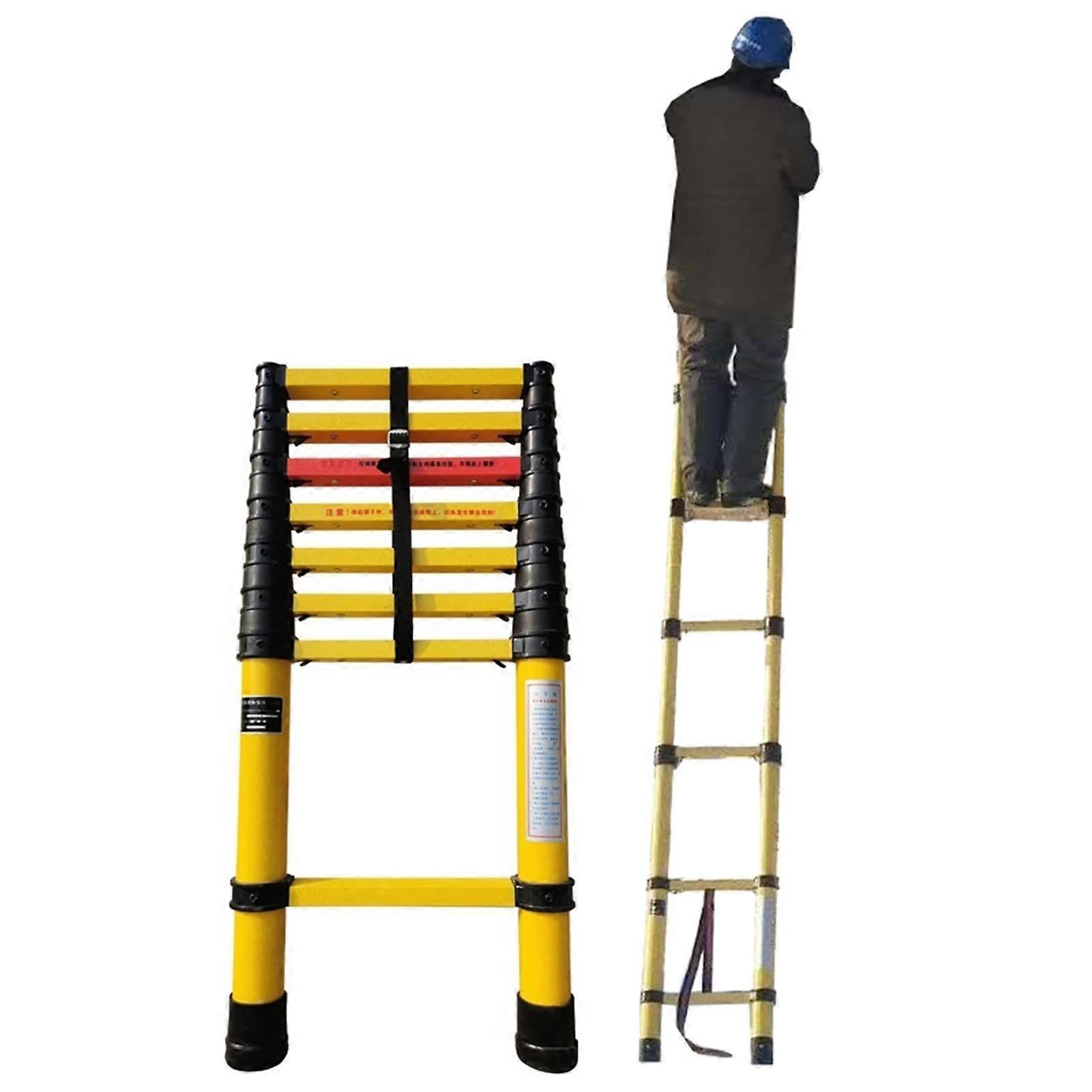 Fiberglass Extension Ladder 4m 150kg Nonconductive Telescopic Design with Finger Protection for Home and Professional Use