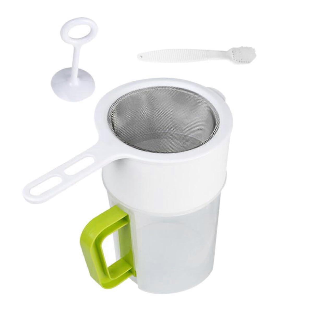 Nut Milk Strainer Cup 1.5L with Precision Fine Mesh, Reusable Soy Milk Filter for Kitchen and Drinks
