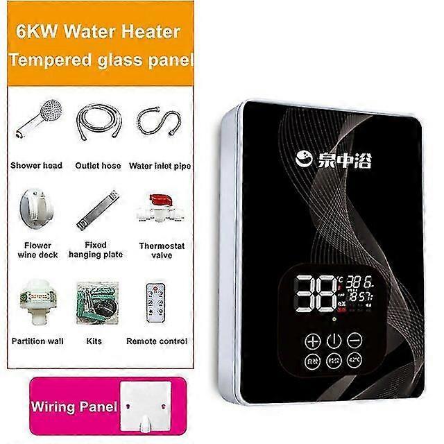 6000w 220v電気ホットタンクレス給湯器バスルームキッチンインスタント給湯器温度表示加熱シャワーユニバーサル