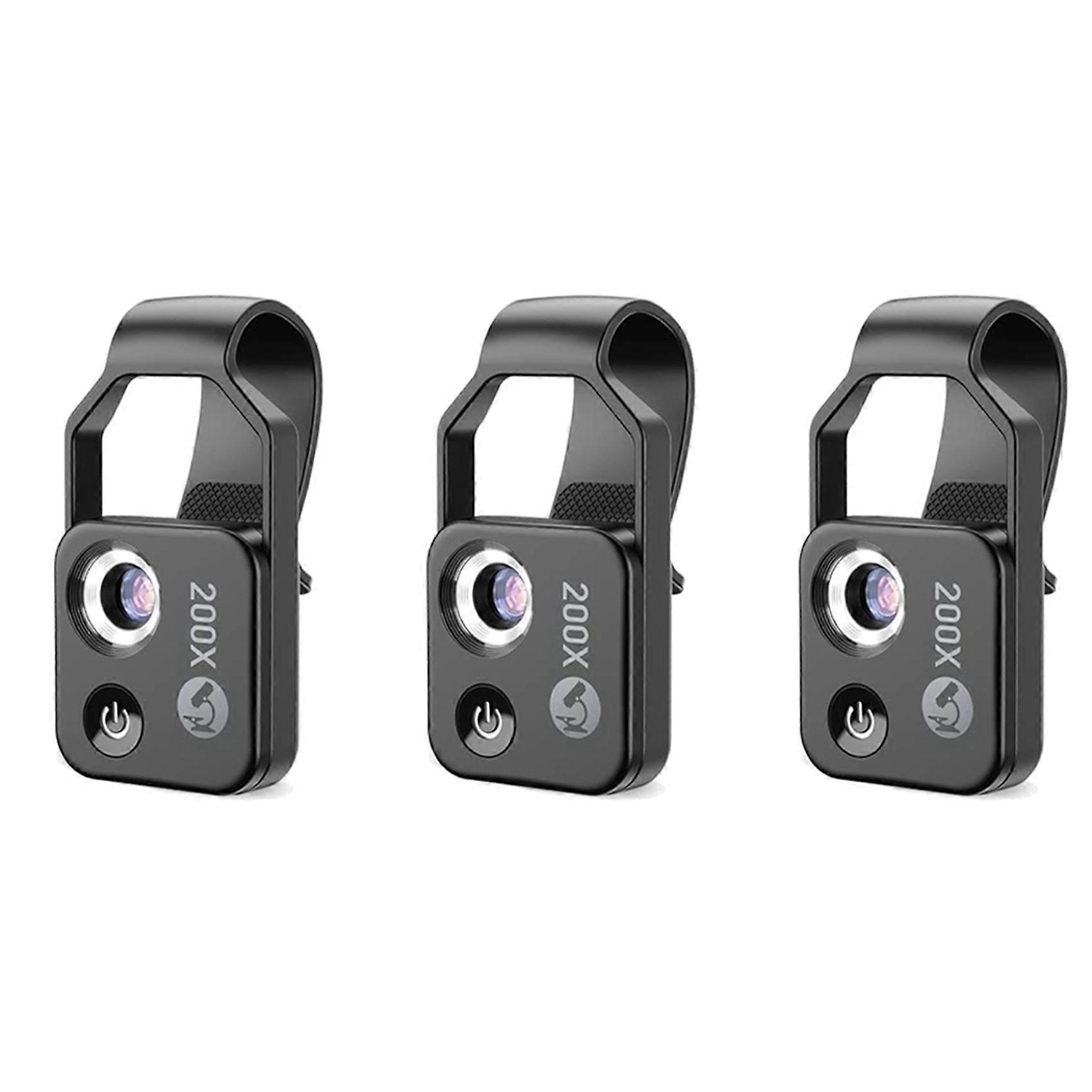 3X 200X Cell Phone Microscope Accessory with Window Microscope, Portable Mini Digital Microscope with LED Light/Universal Clip