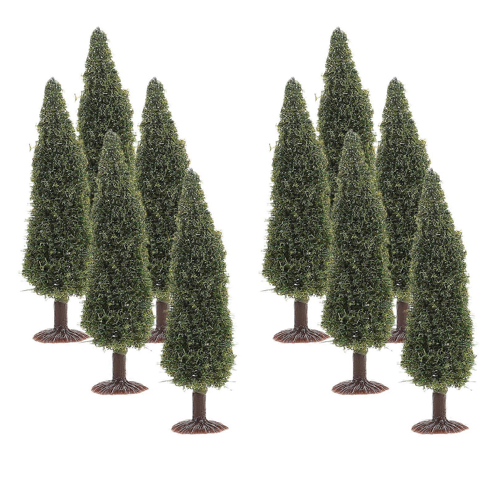 Christmas Miniature Pine Tree Model for Decoration 10Pcs Green Plastic Trees