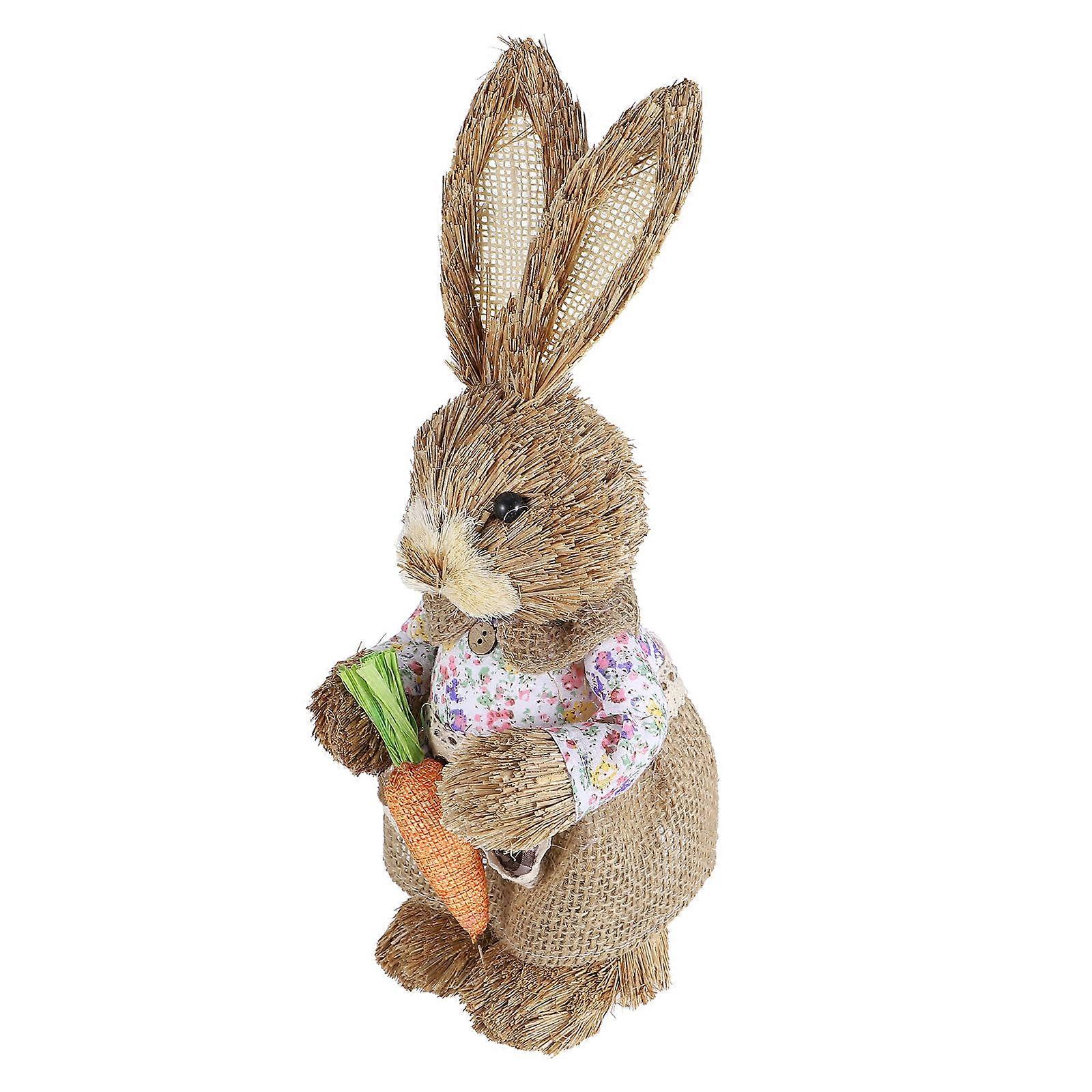 Simulation Rabbit Figures Straw Bunny Figurines for Decoration Use Assorted Color