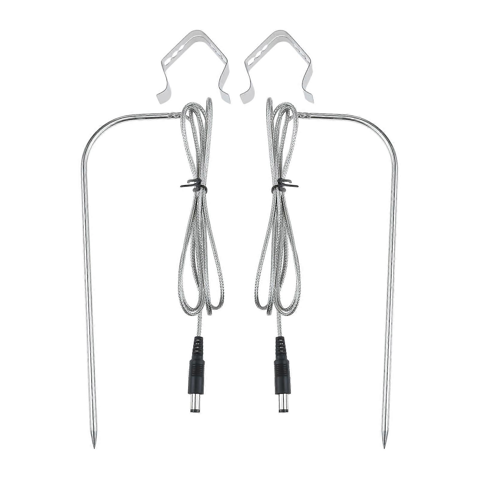 2 Pack Meat Temperature Probe Replacement for Recteq Pellet Grill,  Heat Stainless Steel with Clips
