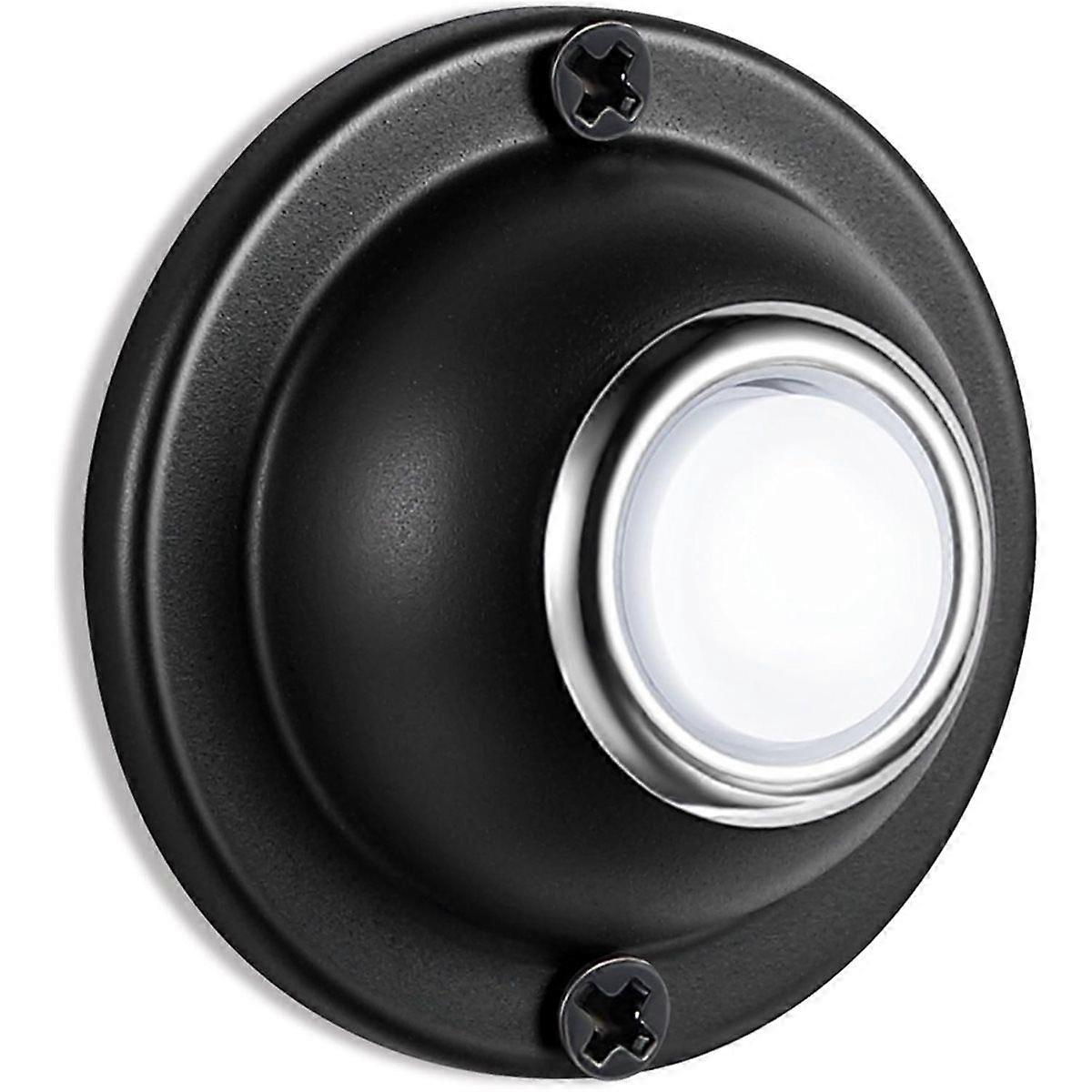 Door Bell Button, Metal Round Doorbell Button Wired Lighted Up LED Door Buttons Replacement Solid I