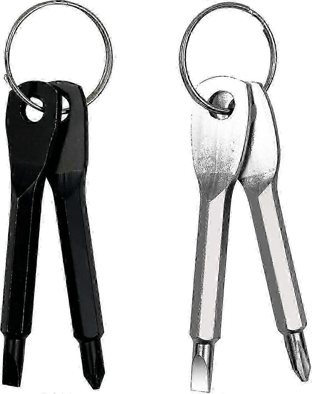 4pcs Small Edc Screwdriver Set Mini Phillips Screwdriver Set With Keychain Gift For Men Black And Silver