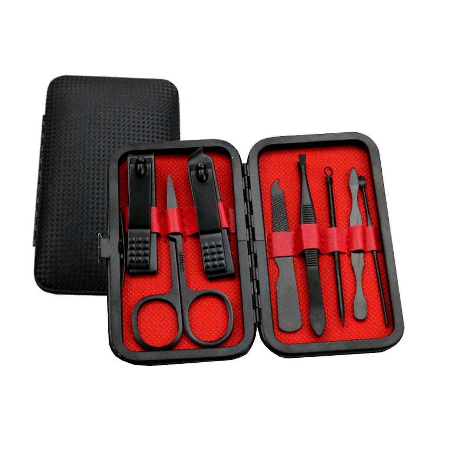Professional Stainless Steel Manicure Pedicure Set with Sharp Rustproof Blades in Red 8pcs