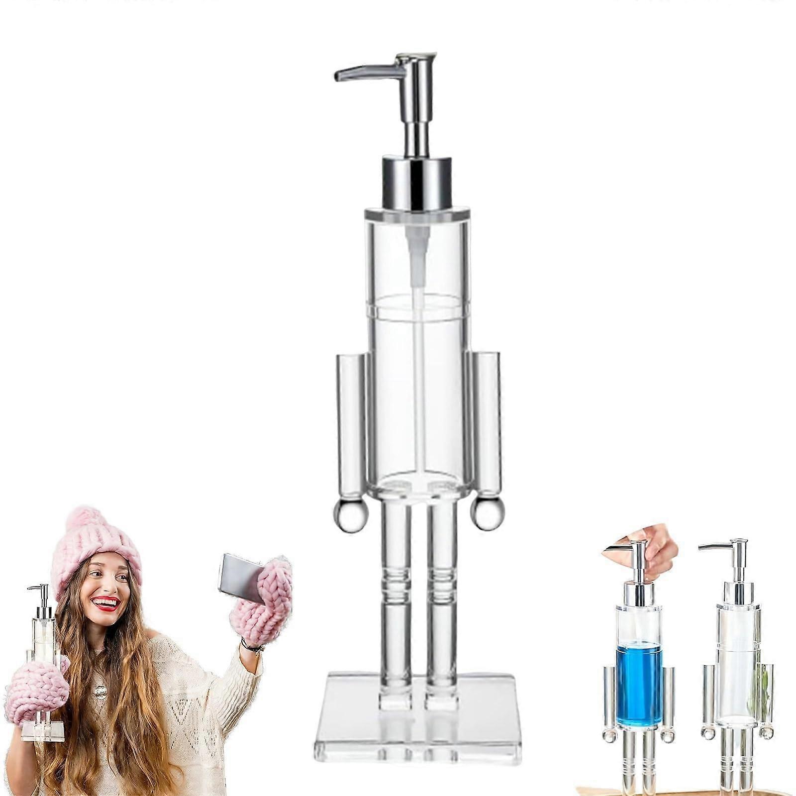 Nutcracker Soap Dispenser with Transparent Level View, 150ML Holiday Pump for Bathroom and Kitchen