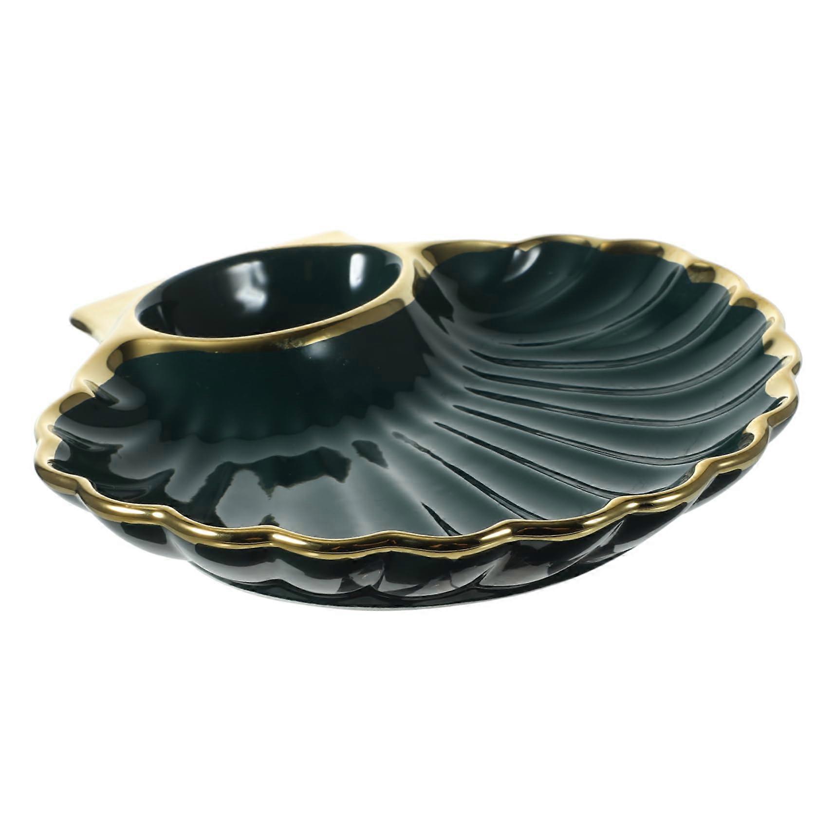 Ceramic Serving Plates Set 3pcs with Sauce Dish, MultiCompartment for Appetizers Sushi Dumplings