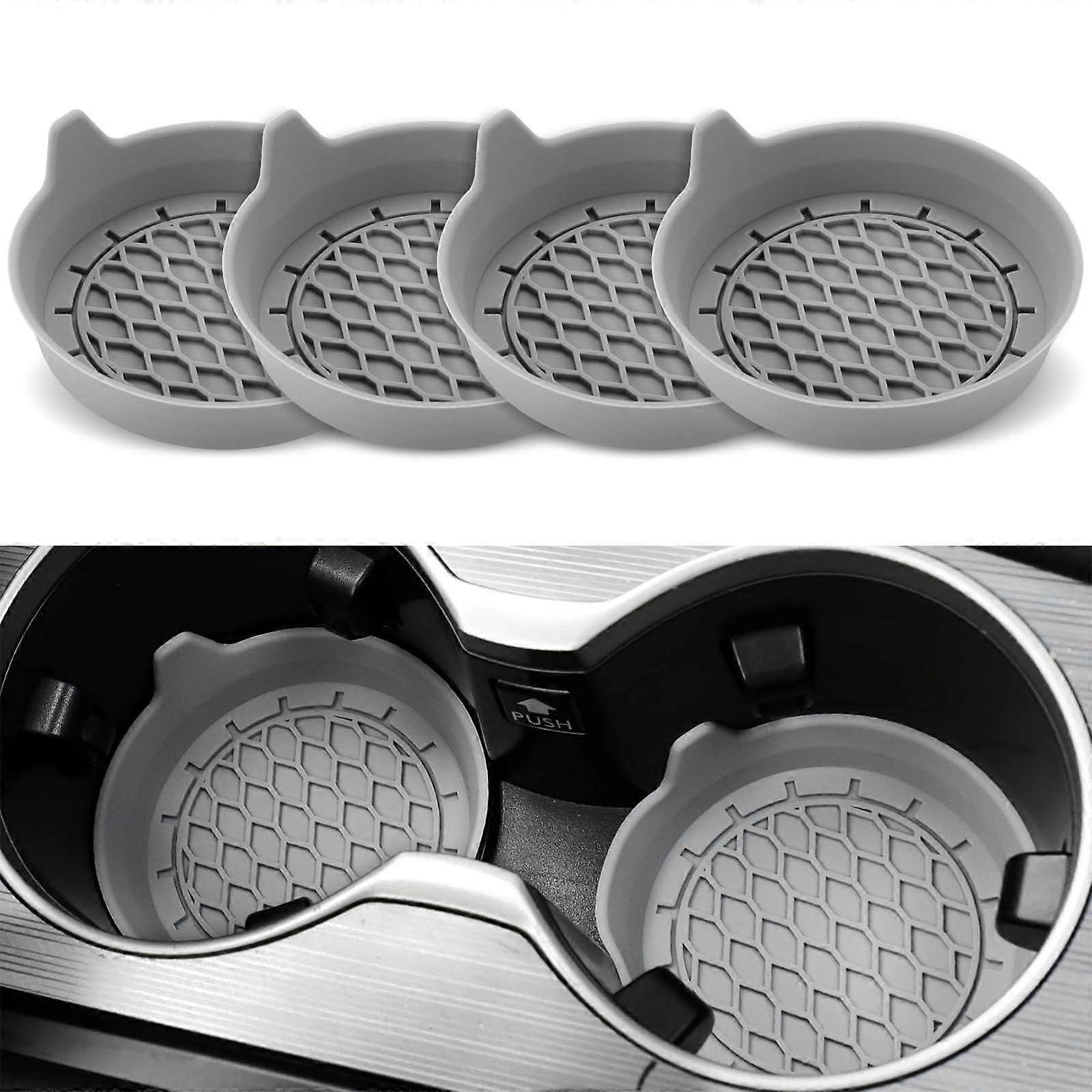4PCS Grey Car Cup Holder Coasters for Chevy Traverse, NonSlip Waterproof Interior Inserts
