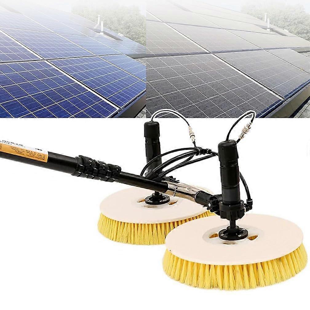 Solar Panel Cleaning Brush with Dual Brush Head Rotation, Telescopic Handle, 65cm Wide Path