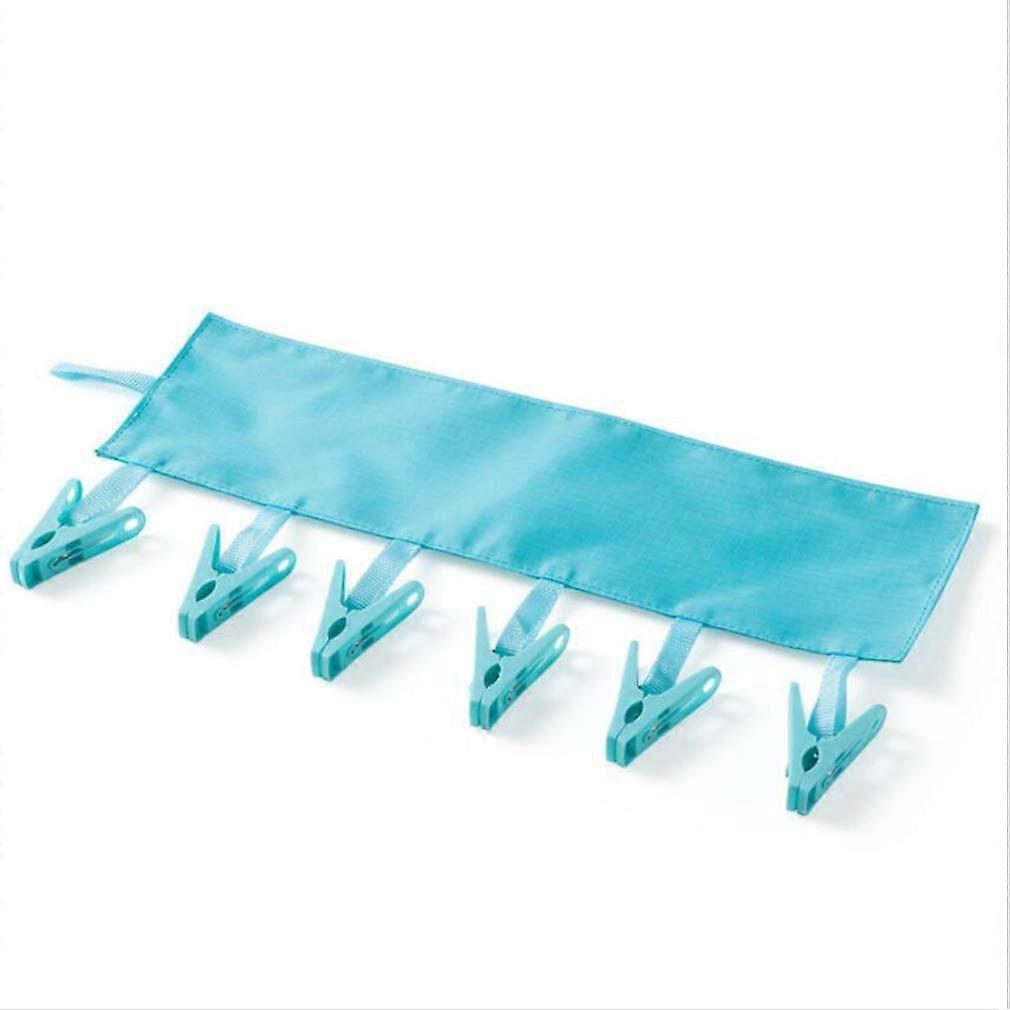 Foldable Clothes Drying Rack with 6 Windproof Clips SpaceSaving Laundry Hanger for Travel Socks Blue