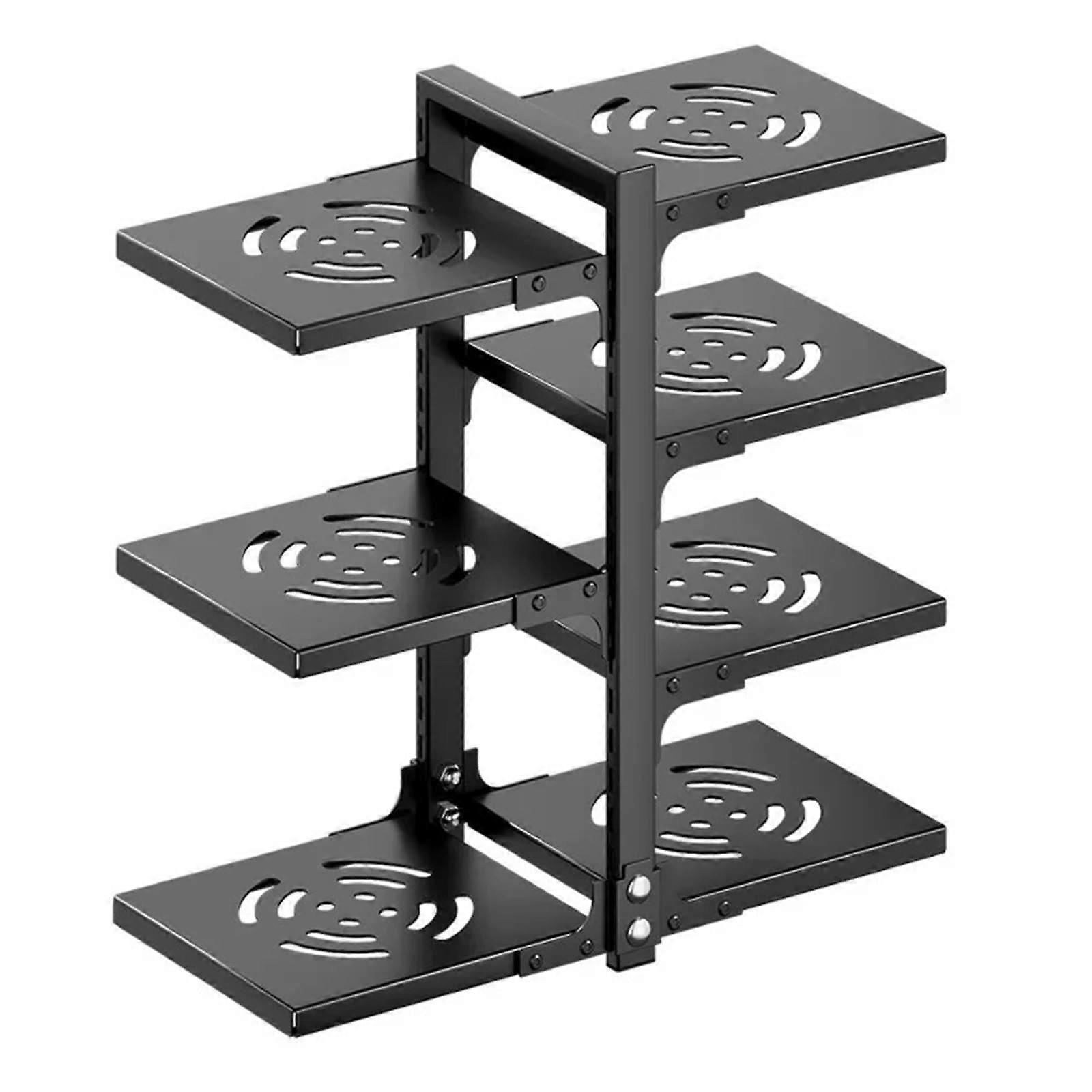 Pot and Pan Organizer Adjustable 7Tier Kitchen Storage Rack Under Sink Foldable Cookware Holder Black