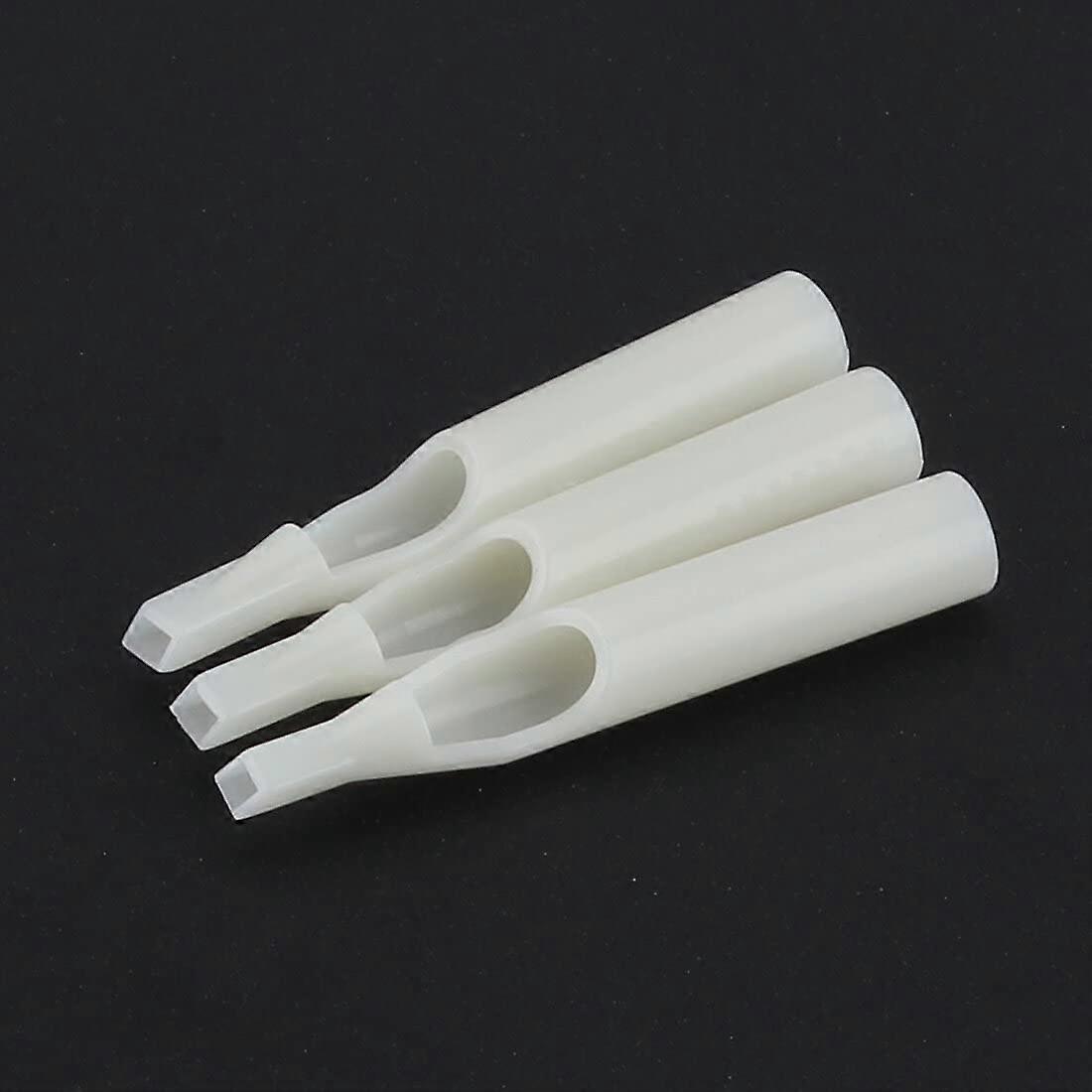 10Pcs Disposable White Plastic Flat Tattoo Nozzle Tube Tips Mixed Sizes 7F for Precision Ink Flow