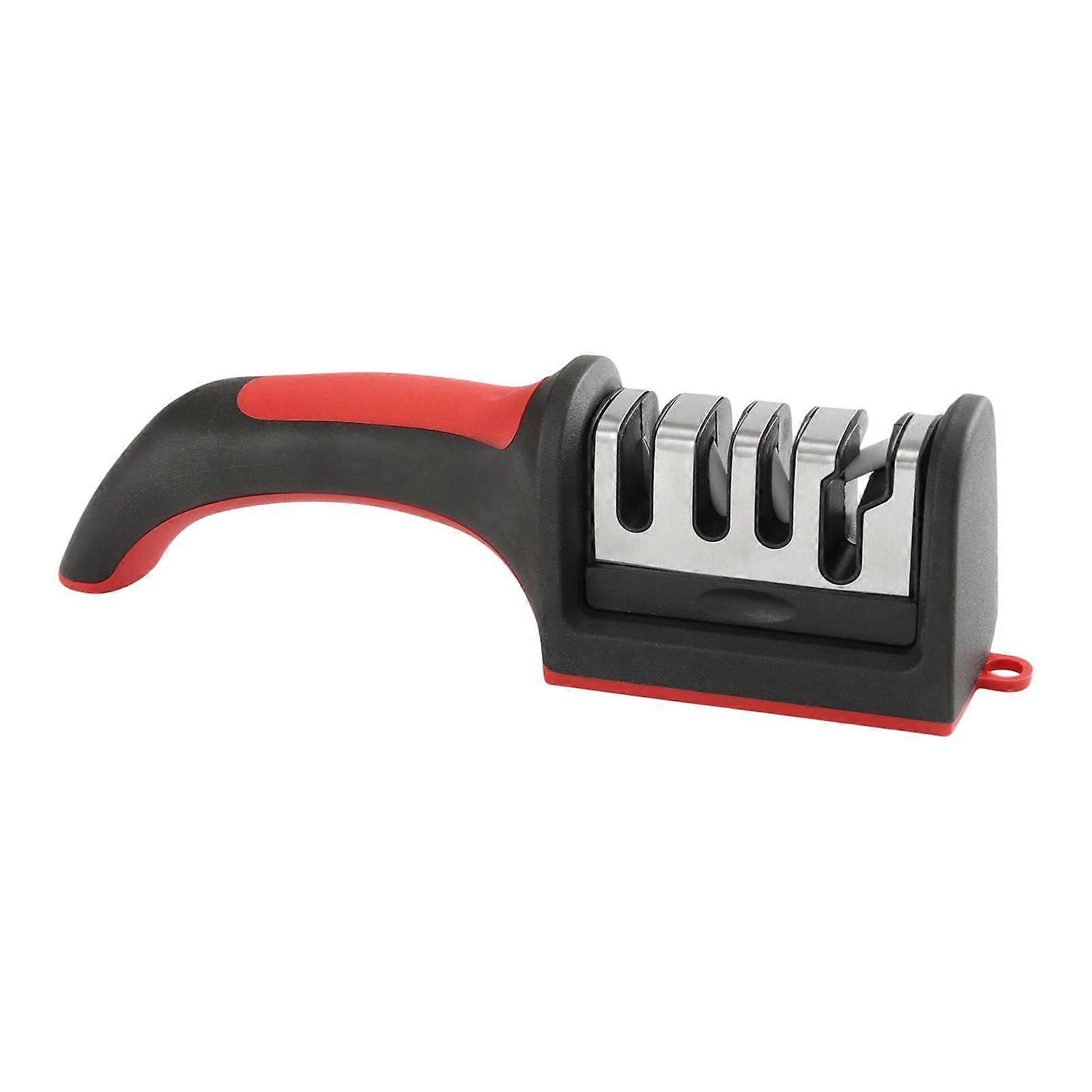 Knife and Scissors Sharpener with Precision Ceramic Steel Blades and Ergonomic Grip Design