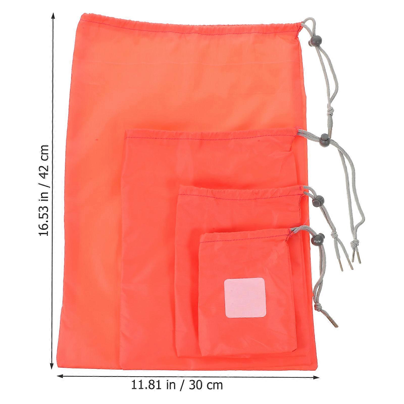 Travel Drawstring Pouch Waterproof Storage Bags with Nylon Material 4Pcs Set