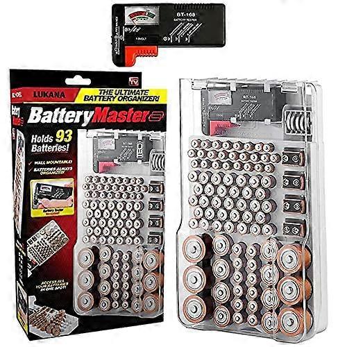 Battery Storage Box with Builtin Tester, Protective Organizer Case for Batteries