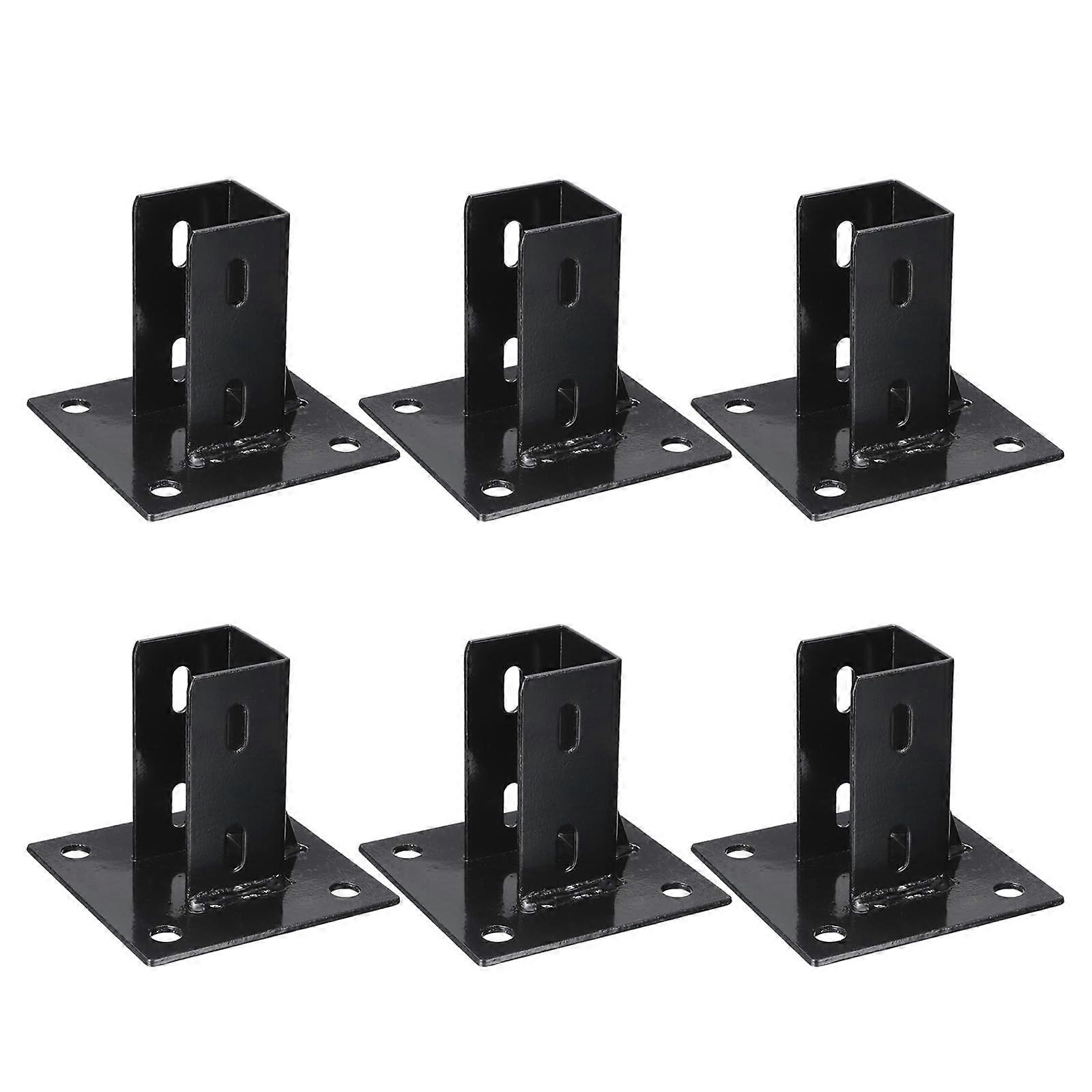 6pcs 2x2 Fence Post Base Bracket, Carbon Steel Square Metal Post Anchor with RustResistant Coating