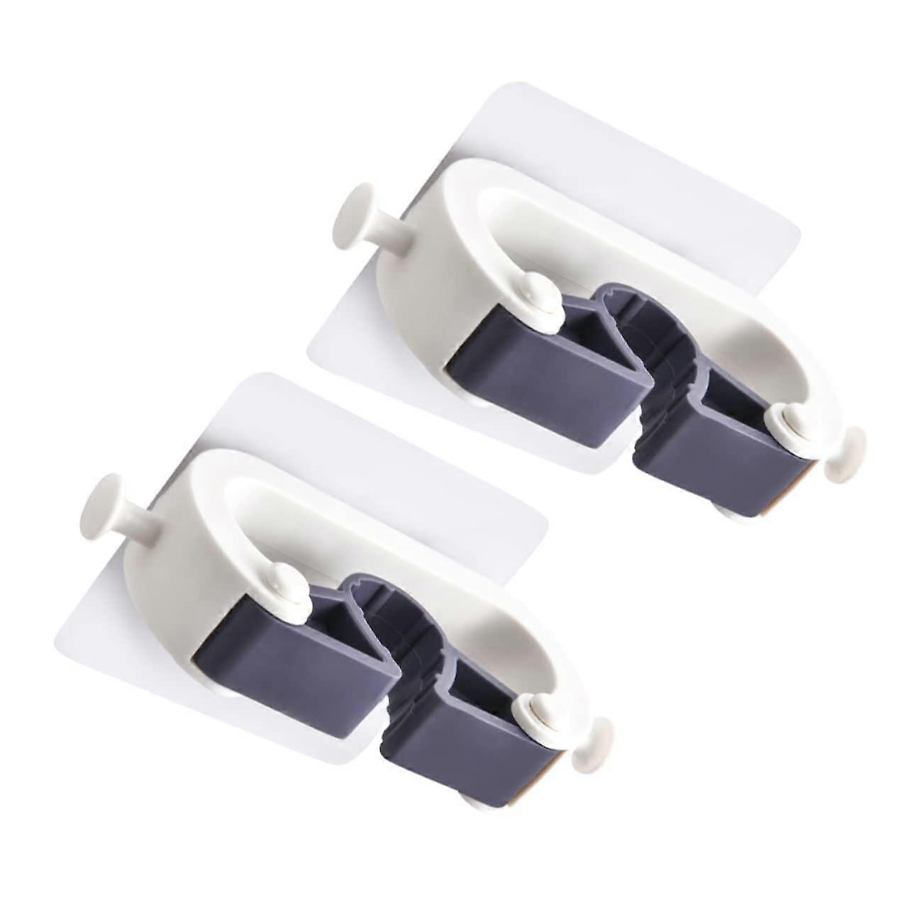 2PCS Wall Mounted Mop Broom Holder with Hooks, Heavy Duty SpaceSaving Cleaning Tool Organizer