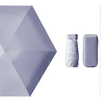 Sechsfach faltbarer Kartenschirm, tragbarer Taschenschirm, Kapselschirm mit doppelter Funktion, UV-Schutz, lila