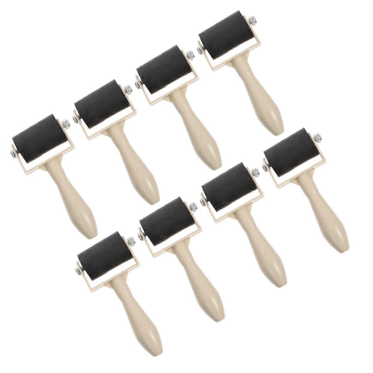 8pcs Rubber Brayer Rollers for Printmaking and Stamping with Ergonomic Grip and Even Ink Coverage