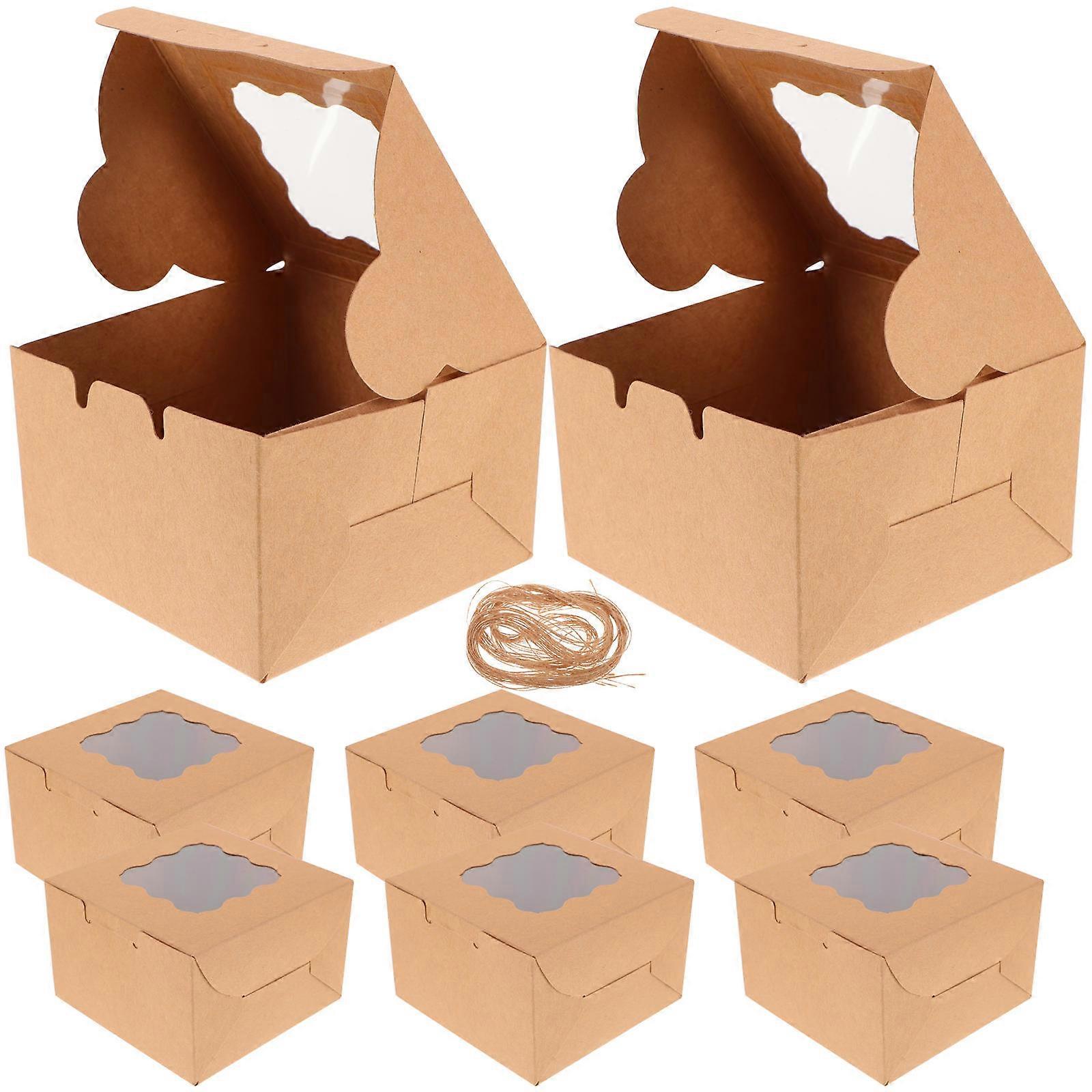 Brown Dessert Boxes Small Cake Boxes with Window 12Pcs for Home
