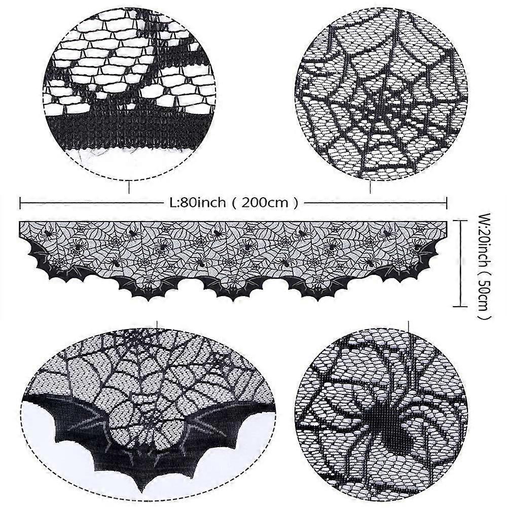 Spider Web Fireplace Cloth Halloween Table Cover Polyester Material Dining Room Use Protect from Scratch 1Set