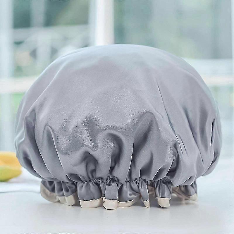 Double layer shower cap waterproof adjustable for adults