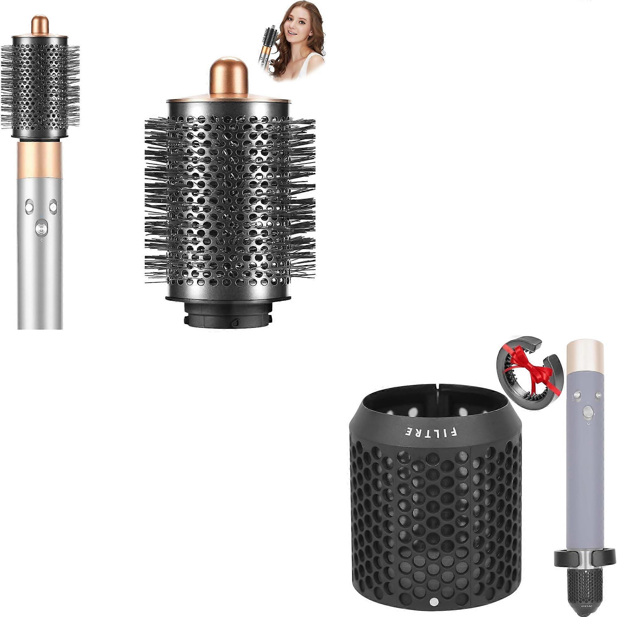 Brush Attachment Large Round Volumizing Head and Outer Filter Cover Replacement for Dyson Airwrap