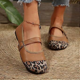 Willtoo Maryjane damesschoenen met luipaardprint en mesh, trendy vierkante ballerina's met gesloten neus.