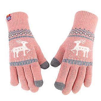 Pink Touchscreen Gloves Full Finger Gloves for Hand Warming Use 1Pair Winter