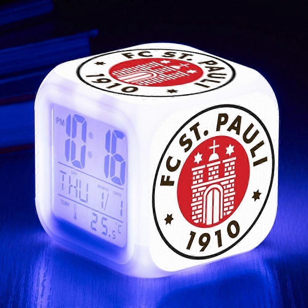 LED electronic alarm clock, colorful square alarm clock, 3-sided color pattern clock