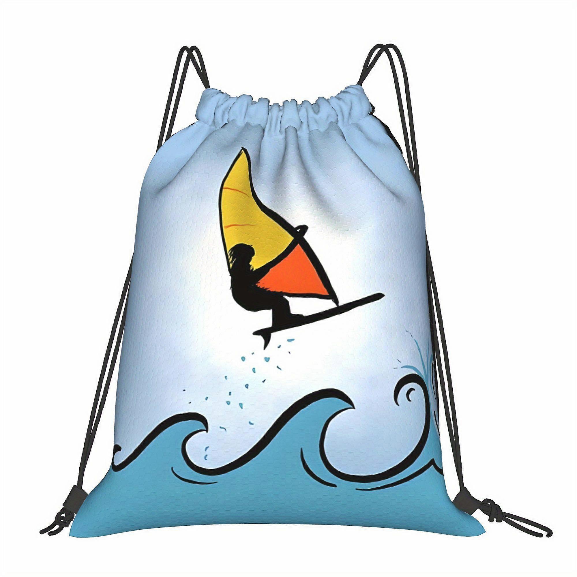 Windsurf Jump Drawstring Bags-Cqazw