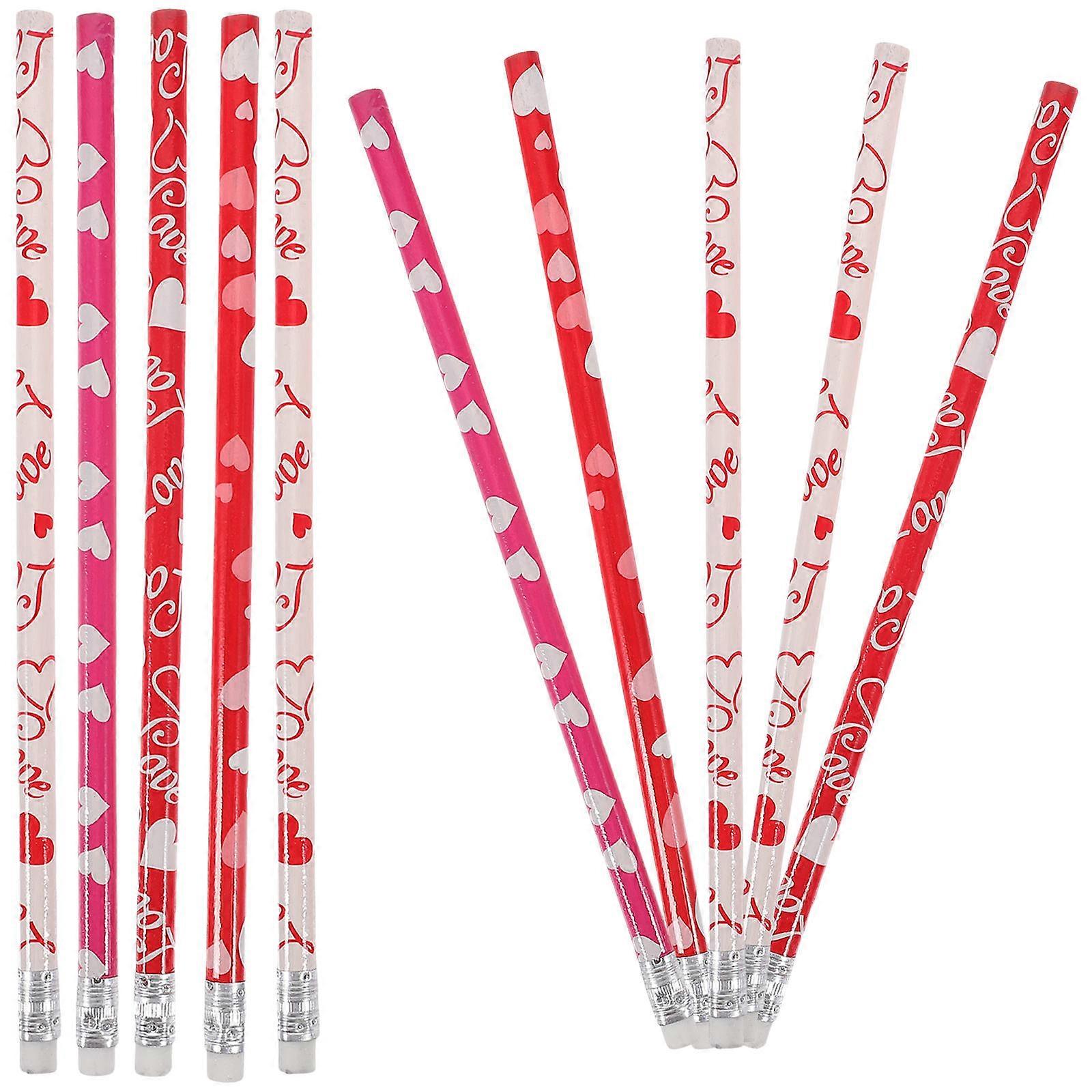 Heart-Pattern Pencils Wood with Eraser for Home Use 50Pcs Multi-Function
