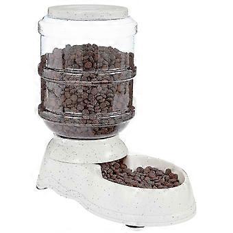 Kleine transparente Fütterungsstation für Hunde und Katzen mit transparentem Tierfutter und Wasserspender - Amazon Basics