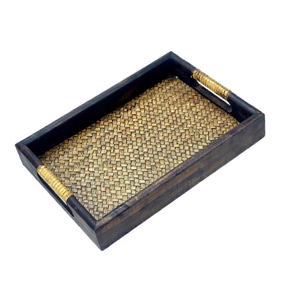 Wooden Tea Tray Rectangular for Snack Serving Assorted Color