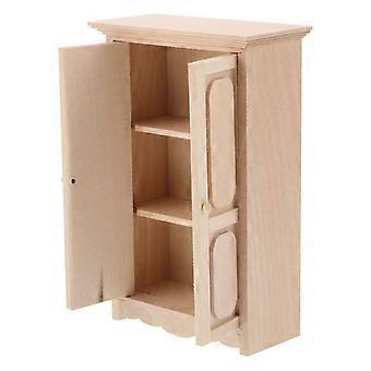 Conjunto de 4 Mini Armários de Madeira para Casa de Bonecas com Prateleiras de Armazenamento