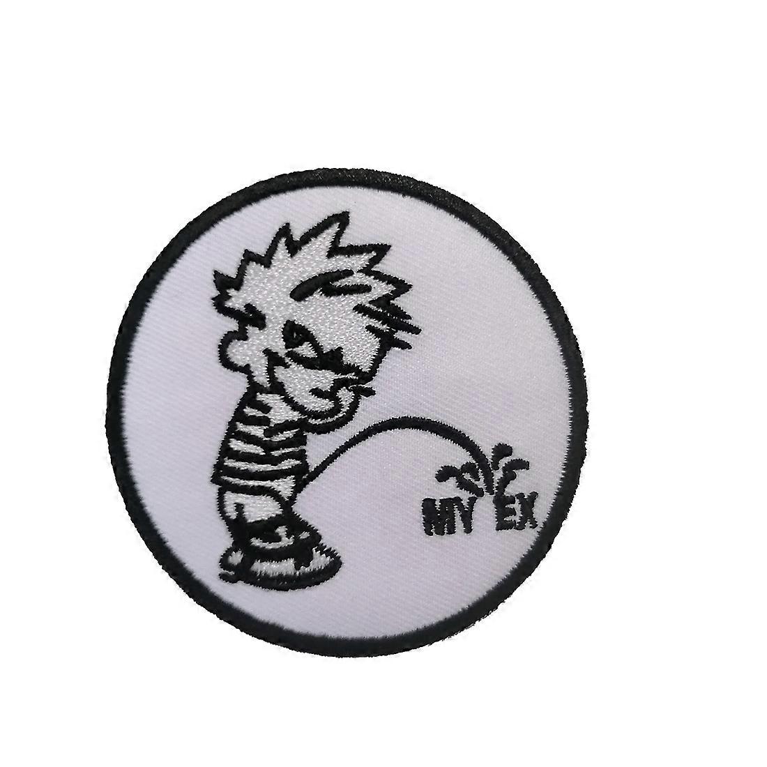 Patch / iron-on patch - Piss on my E xFunny Biker - white - 7.6 x 7.6 cm