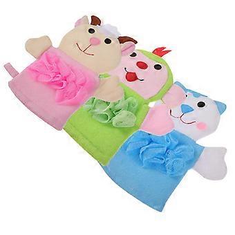 Children Cartoon Bath Mitten for Bathing Use 3Pcs Baby Gloves