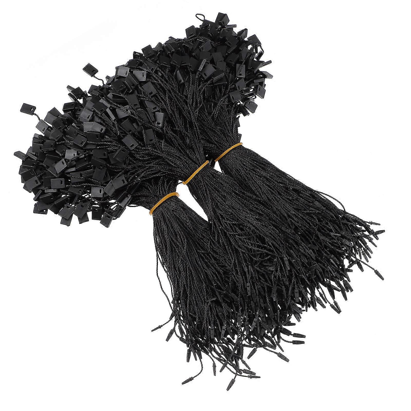 950PCS Black Tag String Nylon String Snap Lock Pin Loop Fastener Hook Ties 18cm (Black)