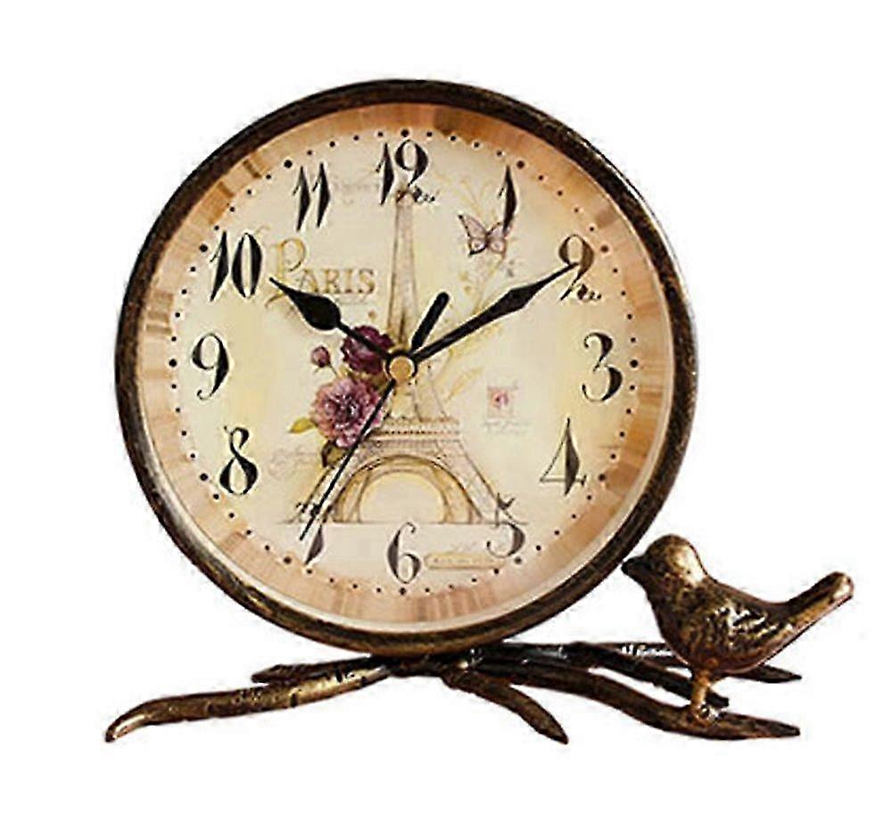 Simple Iron Eiffel Tower Bronze Decorative Copper Table Clock