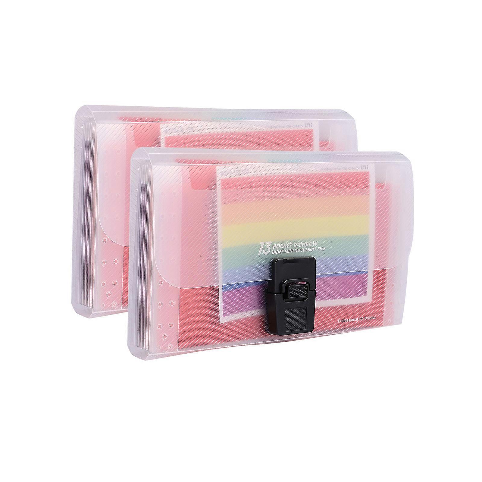 Plastic File Bag Expandable File Folder for Storage Use 2Pcs with Pockets
