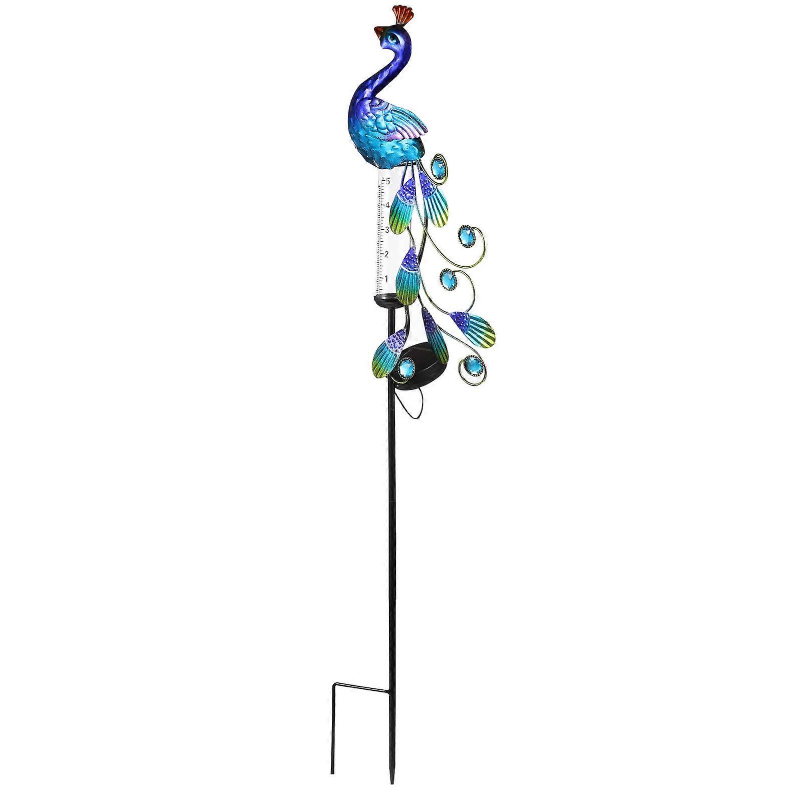 Decorative Solar Peacock Yard Light with Rain Gauge Function 1Pcs for Lawn