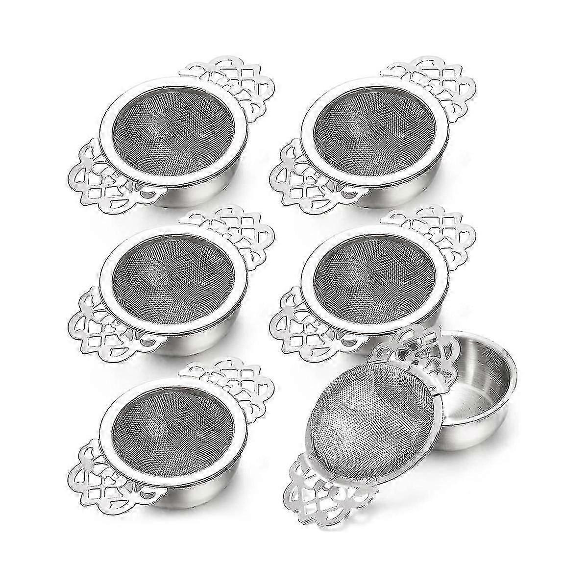Loose Leaf Tea Strainers 6 Pack with Drip Bowl