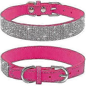 Collier pour chien en strass, mignon et scintillant, en cuir suédé doux, orné de strass et de cristaux (XS, noir) - B