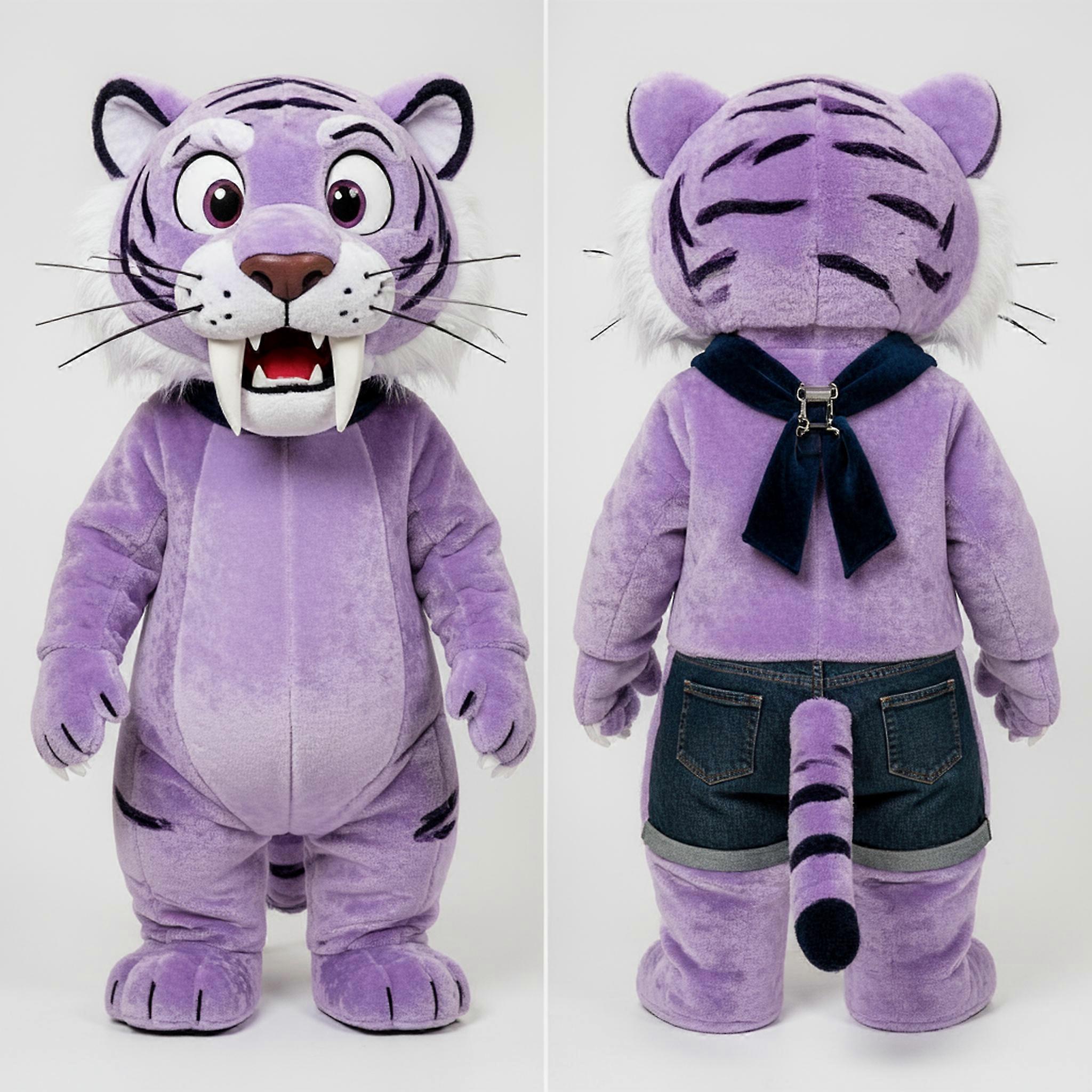 MASTICOT Lavender Broad Shouldered Sabertoothed Tiger Mascot