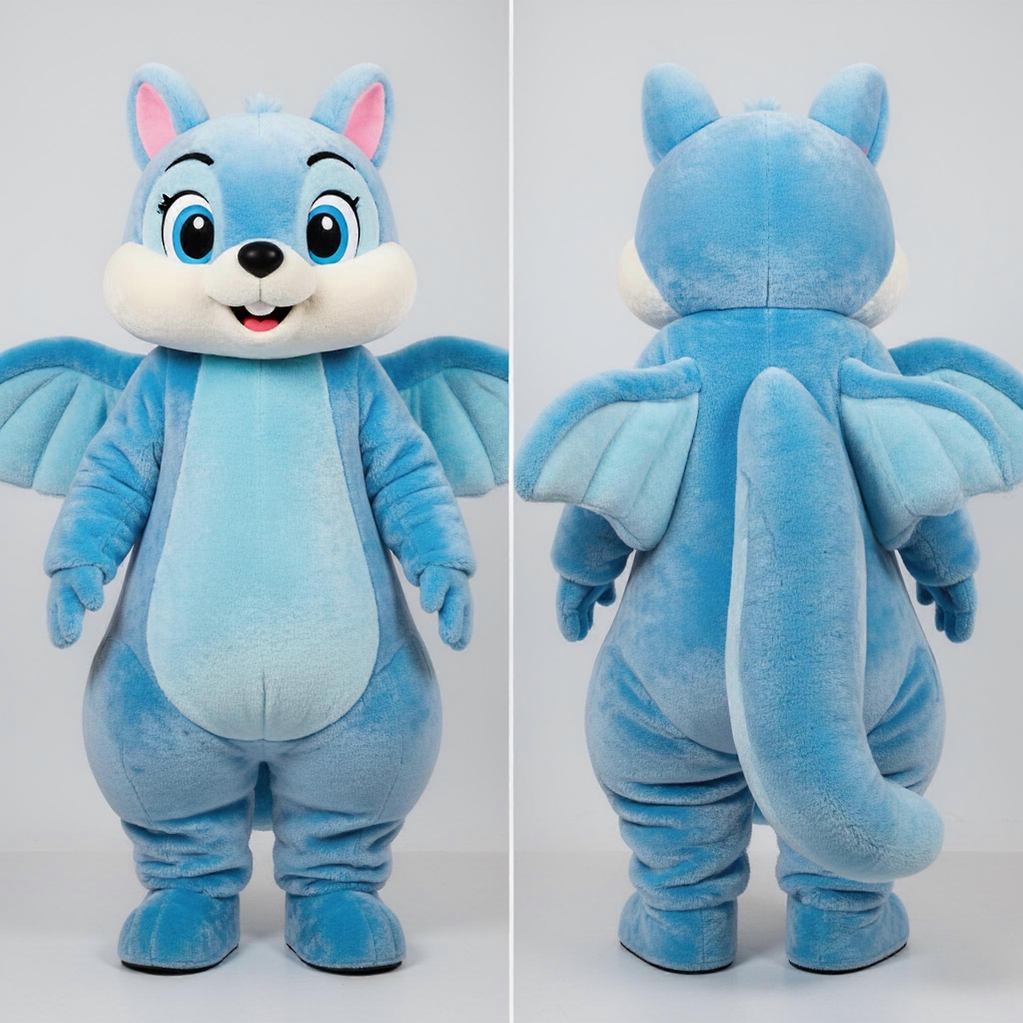 MASTICOT Sky Blue Fluffy Flying Squirrel Mascot