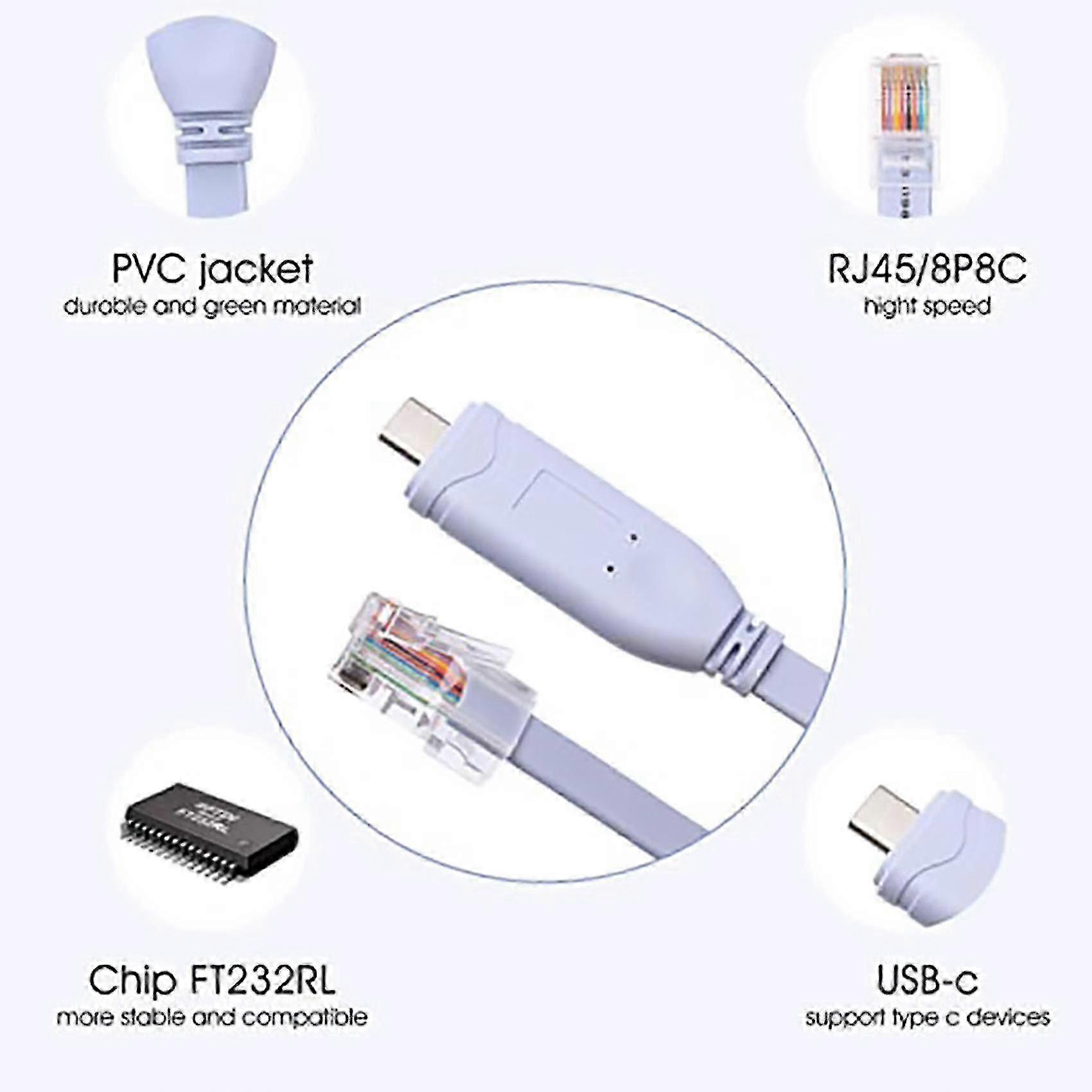 Usb To Type C Console Configuration Cable Type C To Rj45 Serial Router Debugging Cable