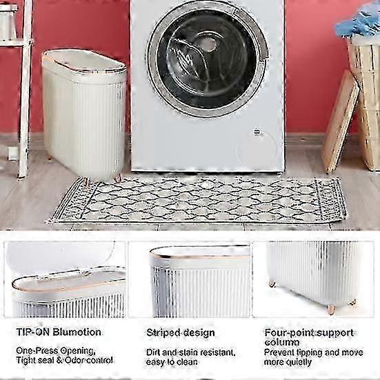 12L Bathroom Trash Can with Lid Large Capacity Dustproof Rectangular Narrow Trash