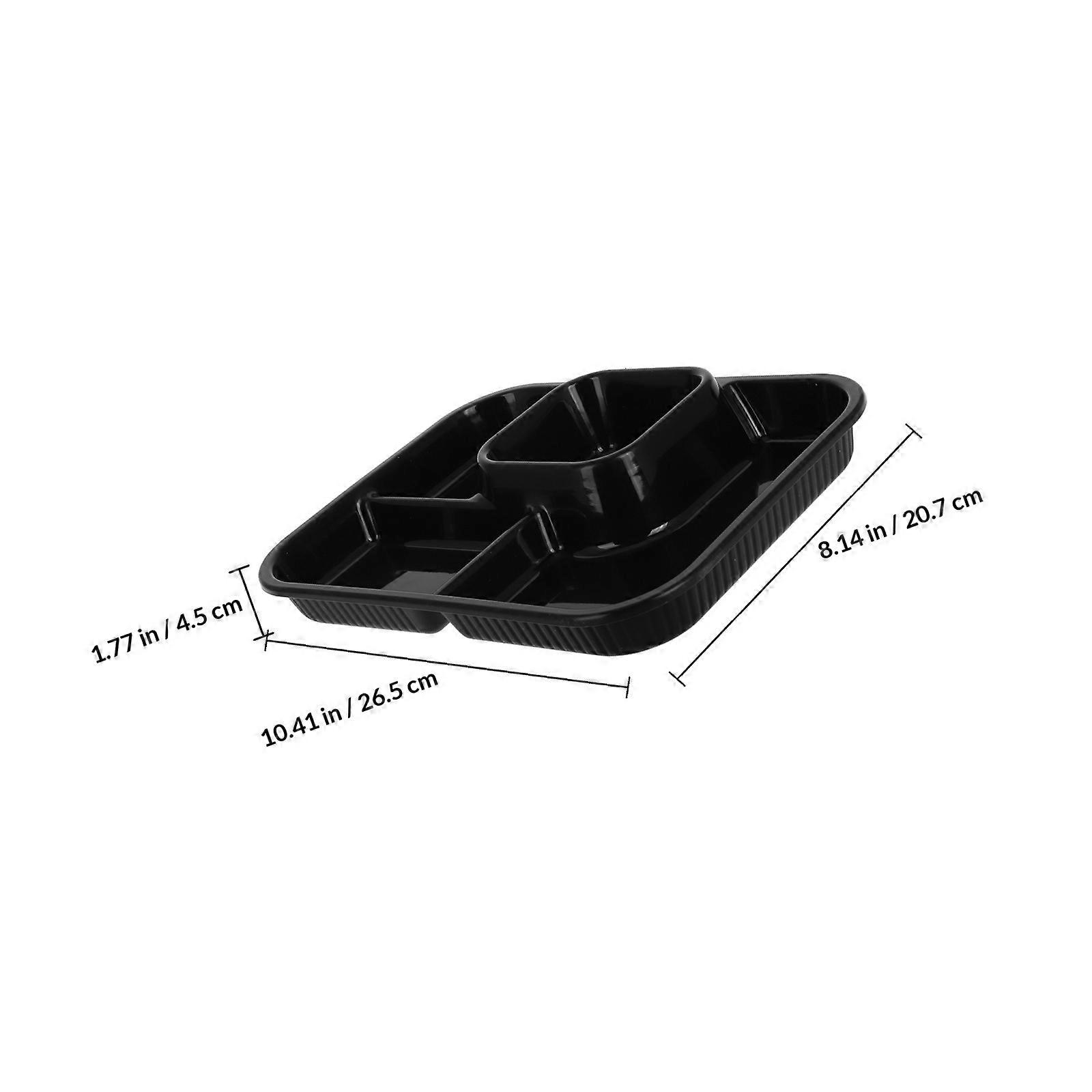 Divided Plate 4 Compartments for Dinner Black Reusable Serving Plate